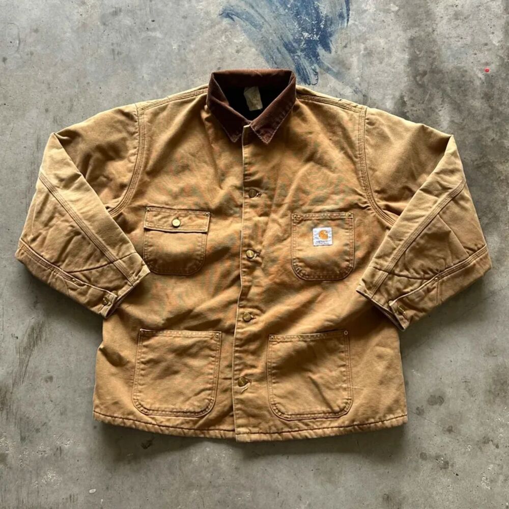 Vintage 1998 Carhartt C01 BRN Blanket Lined Chore Coat Size 46